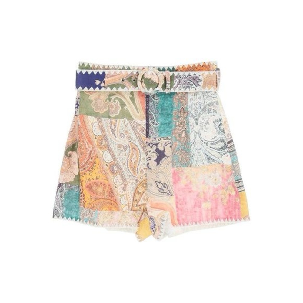 Zimmermann Anneke Patch Printed Tassel Embellished Shorts with Belt NWOT - Picture 4 of 13